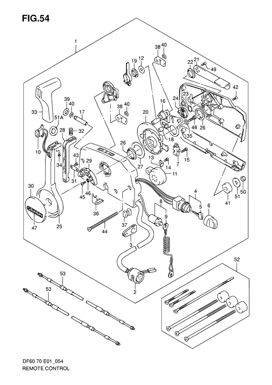 Remote control ((MODEL:04); NOTE : REFER TO FIG.55(H-10) FOR MODEL:05~09) - Suzuki DF 70 Parts Listings<br>1998 to 07001F-861001 to 07001F-86XXXX