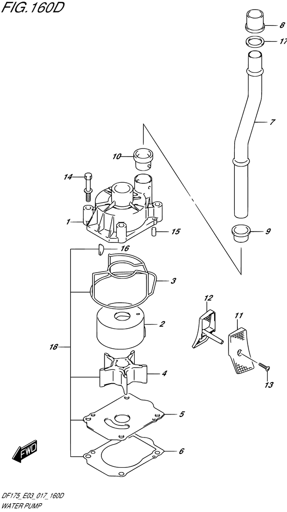 Water Pump - Suzuki DF 150 Parts Listings<br>2017 to 15002F-710001 to 15002F-71XXXX 15002Z-710001 to 15002Z-71XXXX