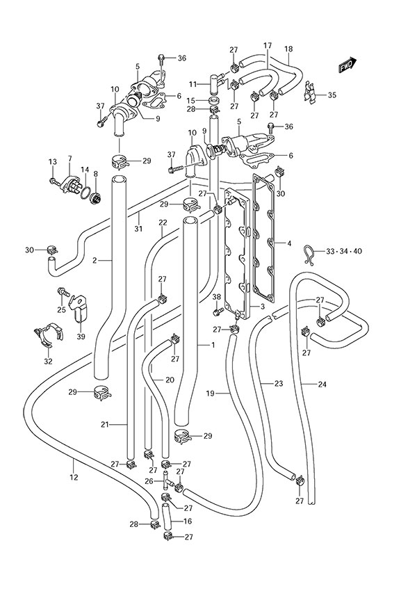 Thermostat - Suzuki DF 300 Parts Listings<br>2008 to 30001F-880001 to 30001F-88XXXX  30001Z-880001 to 30001Z-88XXXX