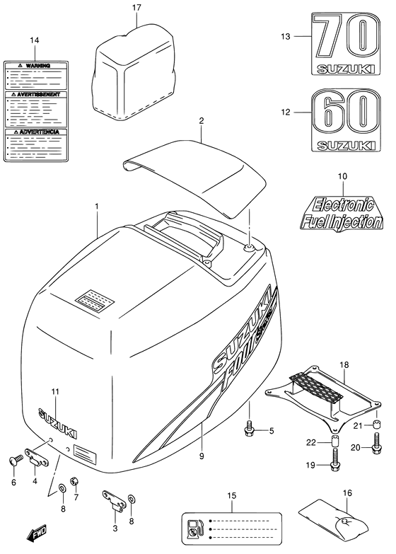 Suzuki DF 70 Engine cover ((MODEL:03~09))