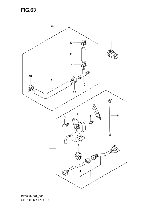 Opt:trim sender - Suzuki DF 70 Parts Listings<br>1998 to 07001F-861001 to 07001F-86XXXX