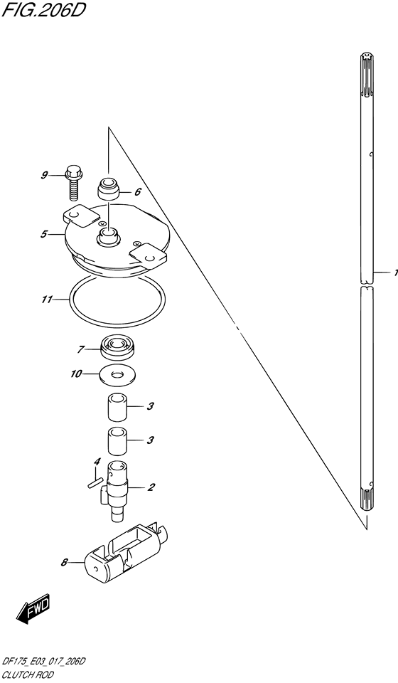 Clutch Rod - Suzuki DF 150 Parts Listings<br>2020 to 15003F-040001 to 15003F-04XXXX 15003Z-040001 to 15002Z-04XXXX