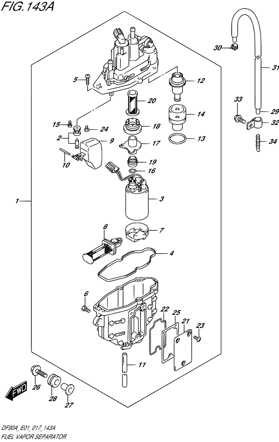 Fuel Vapor Separator - Suzuki DF 90 Parts Listings<br>2019 to 09003F-910001 to 09003F-91XXXX