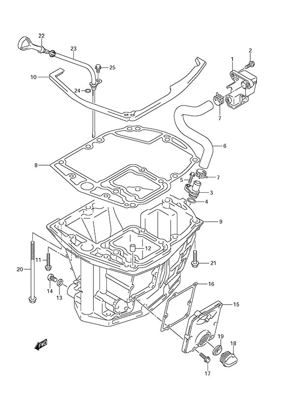 Oil Pan - Suzuki DF 150 Parts Listings<br>2014 to 15002F-410001 to 15002F-41XXXX 15002Z-410001 to 15002Z-41XXXX