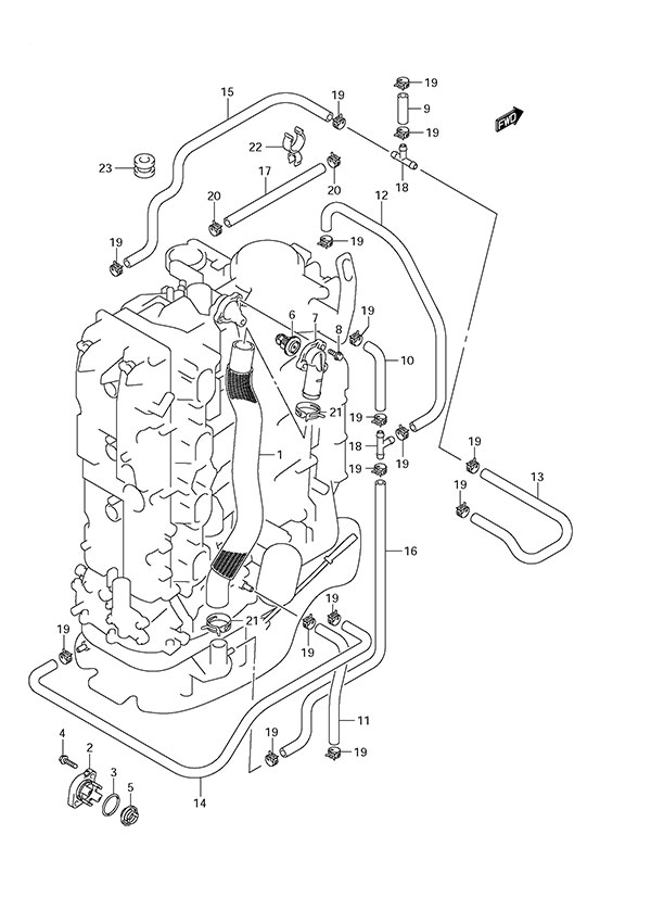 Thermostat - Suzuki DF 150 Parts Listings<br>2012 to 15002F-210001 to 15002F-21XXXX 15002Z-210001 to 15002Z-21XXXX