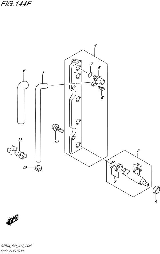 Fuel Injector - Suzuki DF 90 Parts Listings<br>2020 to 09003F-040001 to 09003F-04XXXX