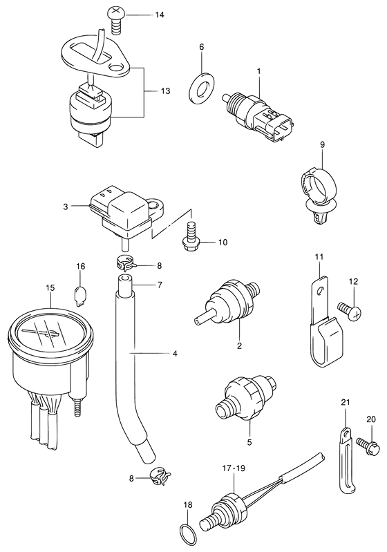 Sensor - Suzuki DF 70 Parts Listings<br>1998 to 07001F-861001 to 07001F-86XXXX