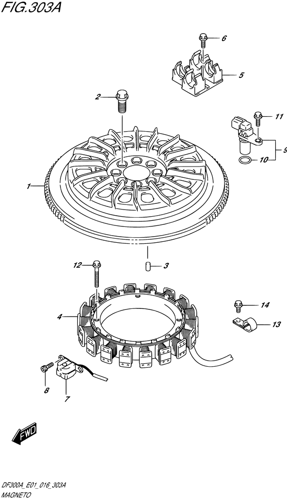 Magneto - Suzuki DF 300 Parts Listings<br>2021 to 30003P-140001 to 30002P-14XXXX