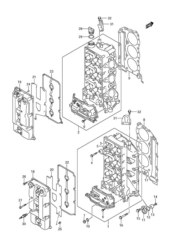 Cylinder Head - Suzuki DF 300 Parts Listings<br>2010 to 30002F-010001 to 30002F-01XXXX  30002Z-010001 to 30002Z-01XXXX