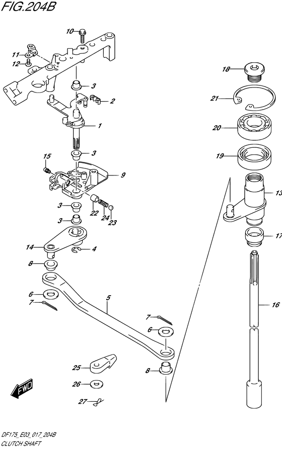 Suzuki DF 175 Clutch Shaft