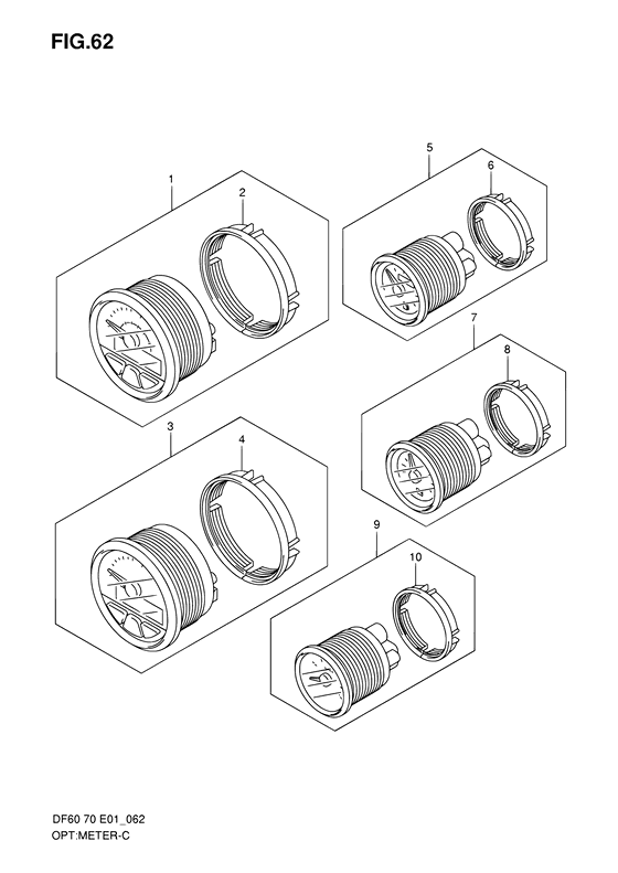 Opt:meter ((MODEL:08~)) - Suzuki DF 70 Parts Listings<br>1998 to 07001F-861001 to 07001F-86XXXX