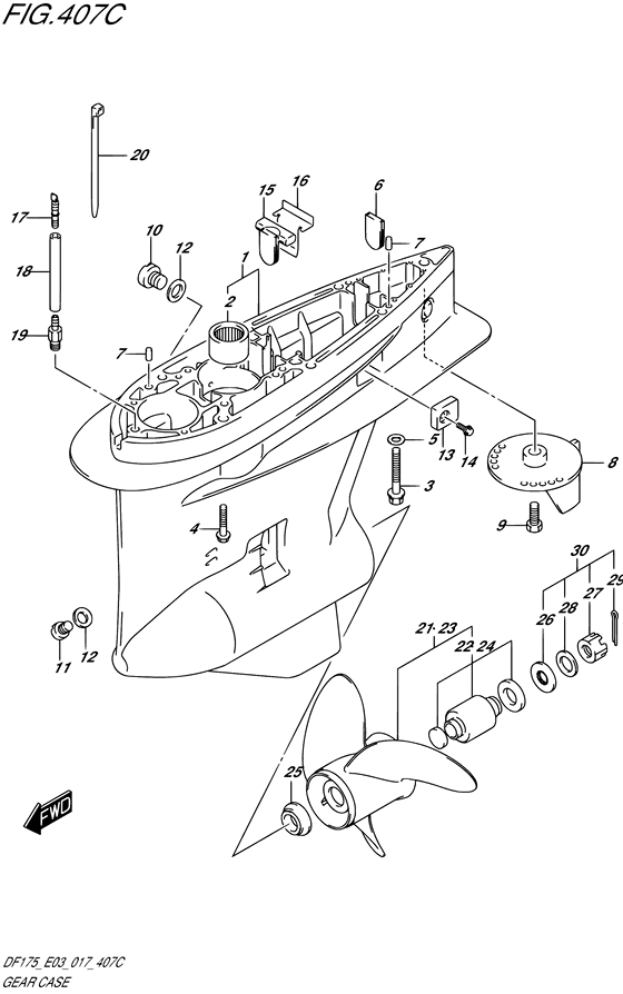 Suzuki DF 175 Gear Case