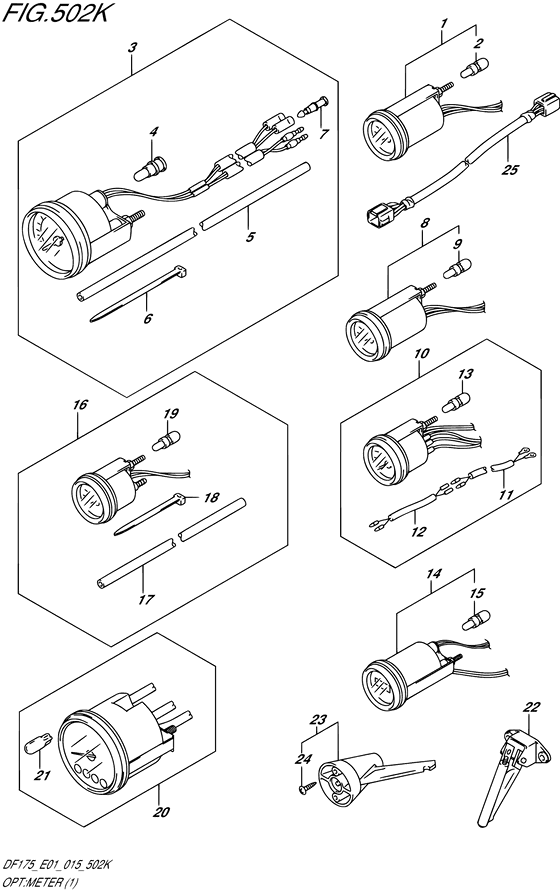 Opt: Meter - Suzuki DF 175 Parts Listings<br>2015 to 17502F-510001 to 17502F-51XXXX 17502Z-510001 to 17502Z-51XXXX