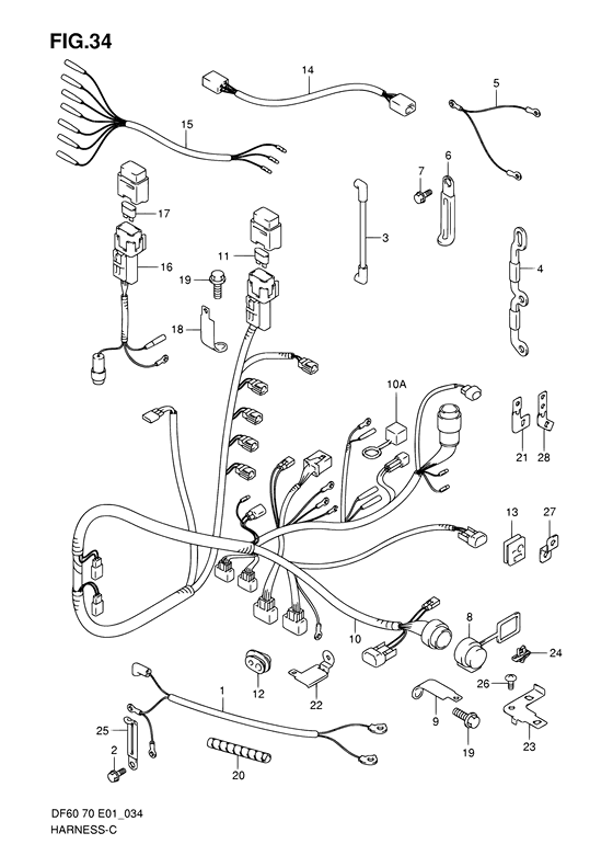 Harness - Suzuki DF 70 Parts Listings<br>1998 to 07001F-861001 to 07001F-86XXXX