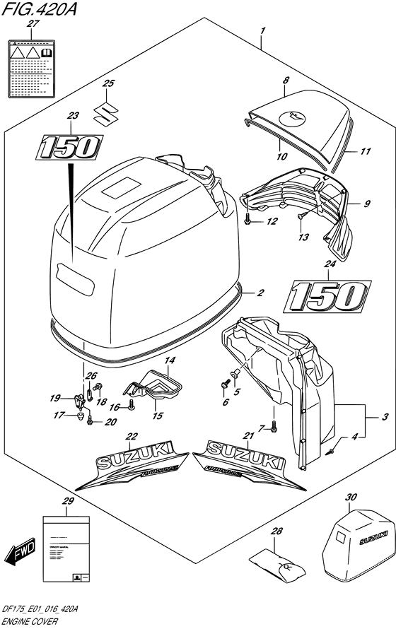 Suzuki DF 150 Engine Cover (White)