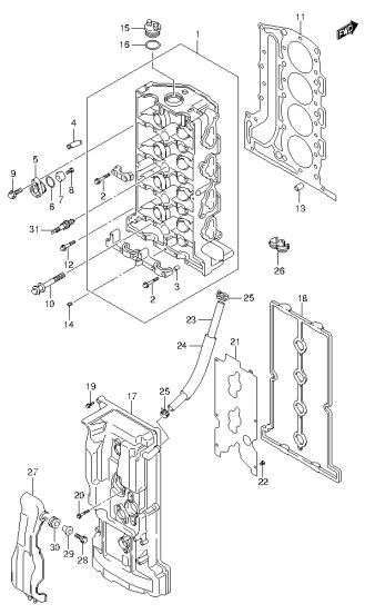 Cylinder Head - Suzuki DF 70 Parts Listings<br>2012 to 07003F-210001 to 07003F-21XXXX