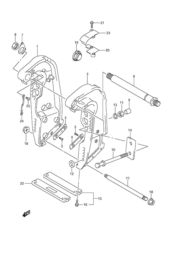 Clamp Bracket - Suzuki DF 300 Parts Listings<br>2009 to 30001F-980001 to 30001F-98XXXX  30001Z-980001 to 30001Z-98XXXX