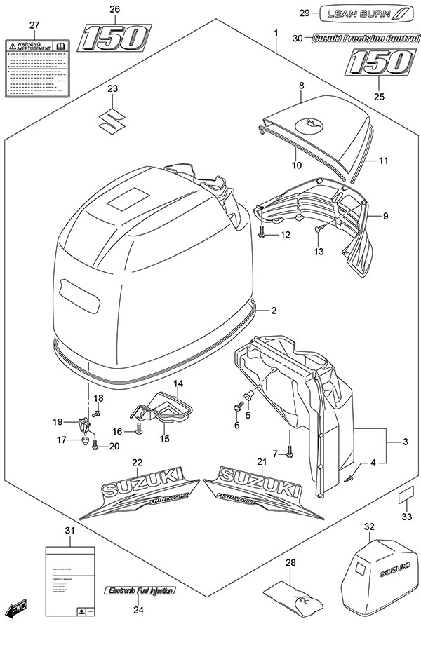 Suzuki DF 150 Engine Cover (White) (Model: TG/ZG)