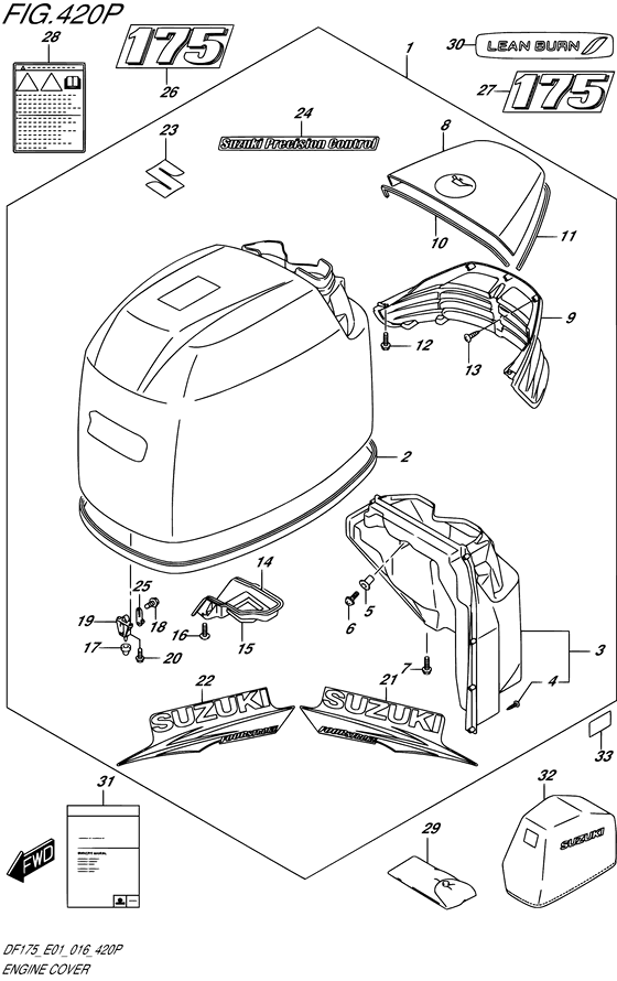 Suzuki DF 175 Engine Cover (White) (Model: TG/ZG)