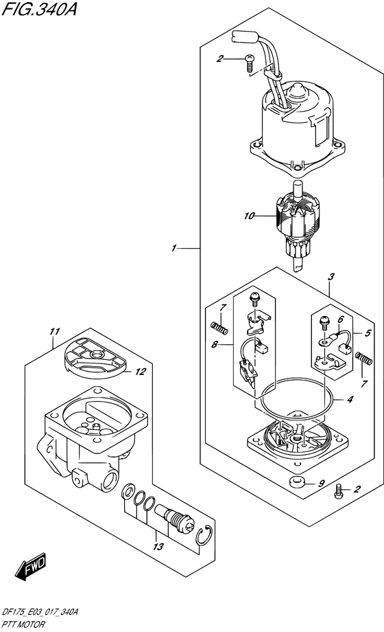 PTT Motor - Suzuki DF 175 Parts Listings<br>2023 to 17503F-340001 to 17503F-34XXXX 17503Z-340001 to 17503Z-34XXXX