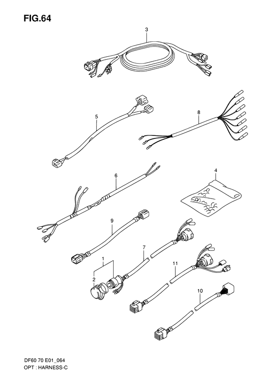 Opt:harness - Suzuki DF 70 Parts Listings<br>1998 to 07001F-861001 to 07001F-86XXXX