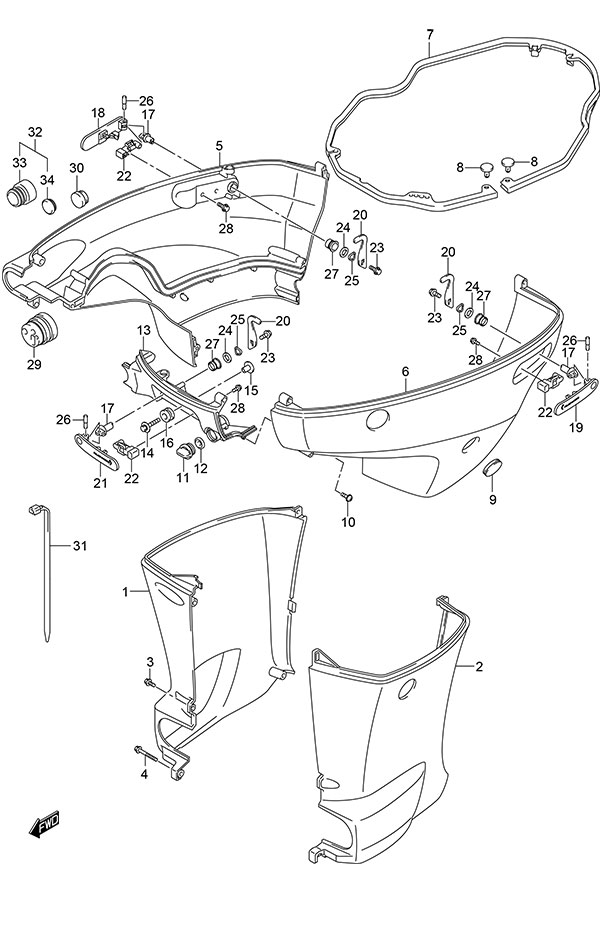 Side Cover (Model: TG/ZG) - Suzuki DF 150 Parts Listings<br>2014 to 15002F-410001 to 15002F-41XXXX 15002Z-410001 to 15002Z-41XXXX